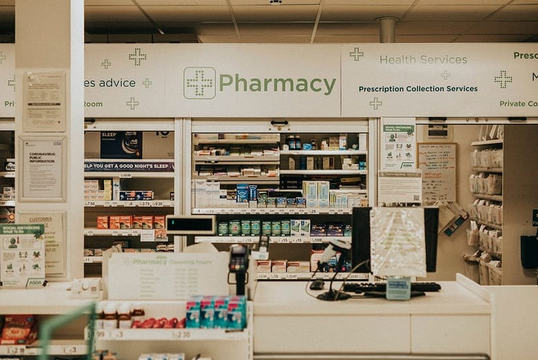 pharmacy full of medicines